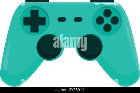Turquoise gamepad controller with analog sticks and various buttons for intense gaming sessions Stock Vector