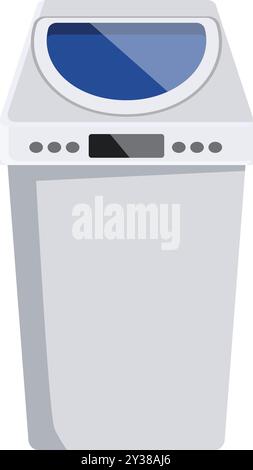 Modern washing machine showing control panel with display for laundering clothes Stock Vector
