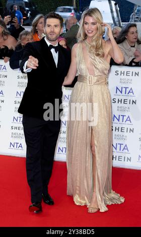 11 Sep 2024, London, England, UK - Joel Dommett and Hannah Cooper attending National Televisions Awards 2024, The O2 Arena Stock Photo