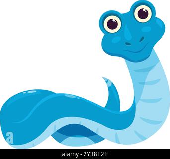 Happy blue snake cartoon character slithering with a big smile Stock Vector