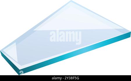 Thick pane of glass with a blue tinge is casting light refraction on a white background Stock Vector