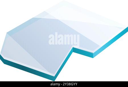 Blue ice floe floating on water surface, isometric view Stock Vector