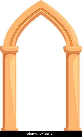 This ancient archway made of stone is standing on two columns forming a gate to enter Stock Vector
