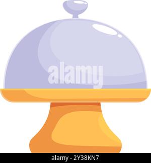 Empty restaurant cloche covering tray on stand icon in cartoon style isolated on white background Stock Vector