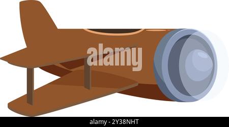 Cartoon biplane flying in the sky, side view of vintage plane with propeller Stock Vector