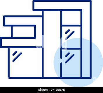 Contemporary multi-storey villa with glass and concrete. Property type for sale and construction. Pixel perfect, editable stroke vector icon Stock Vector