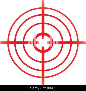 Red gradient concentric targeting symbol focusing on the center point Stock Vector