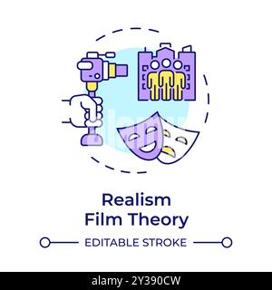 Realism film theory multi color concept icon Stock Vector