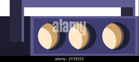 Modern ceiling track light fixture with three spotlights illuminating a room, providing bright and focused lighting Stock Vector