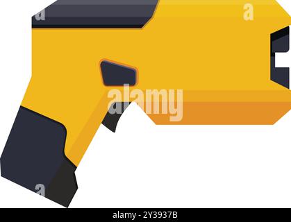 Yellow and black electric shocker for self defence is lying on white background Stock Vector