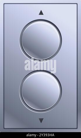 Elevator button panel with up and down arrows indicating direction of travel Stock Vector
