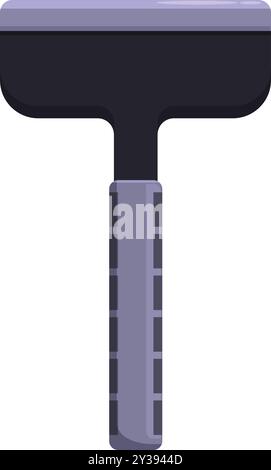 Black ice scraper with a rubber handle for removing ice from a car windshield standing up on a white background Stock Vector