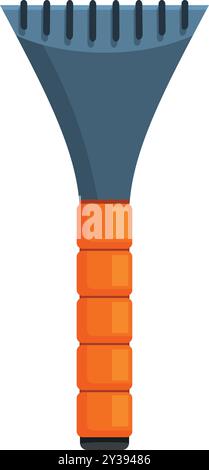 Car ice scraper removing snow from a windshield on a cold winter day Stock Vector