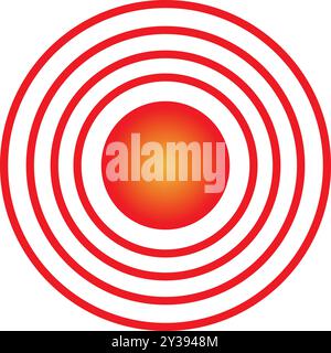 Illustration of pain represented by red and orange concentric circles on a white background Stock Vector