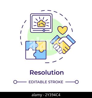 Narrative conflict resolution multi color concept icon Stock Vector