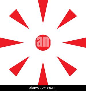 Red triangles pointing at a red dot, symbolizing convergence, focus, or a central target Stock Vector