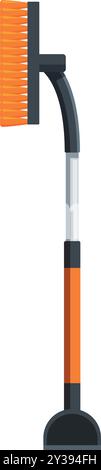 Snow brush with scraper removing snow from a car after a snowstorm Stock Vector