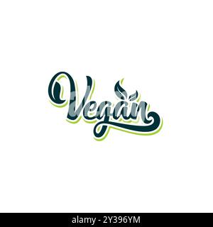 Vegan Typography Logo Template Vector Stock Vector