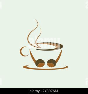 Happy Coffee Shop Restaurant  Logo Stock Vector