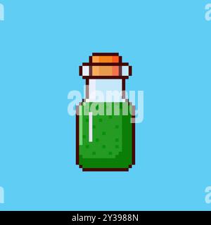 Pixel art magic potion game asset design Stock Vector