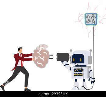 Businessman and Robot, Collective Ideas Stock Vector