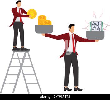 computer processor price Microchip businessman Stock Vector