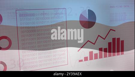 Binary code and data charts over Estonia flag image Stock Photo