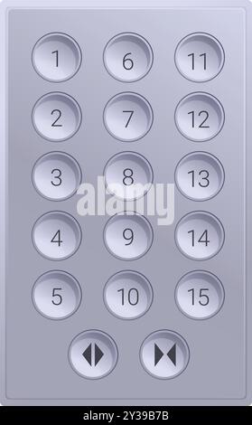 Modern elevator button panel is showing floor numbers and open and close door buttons Stock Vector