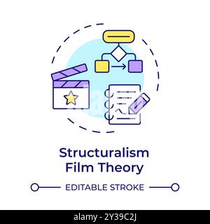 Structuralism film theory multi color concept icon Stock Vector