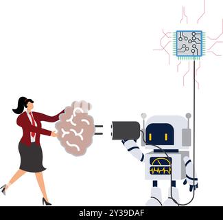 Businesswoman and Robot, Collective Ideas Stock Vector