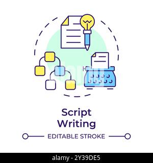 Script writing multi color concept icon Stock Vector