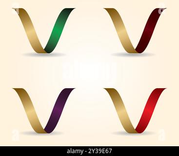 Unique Letter V Golden Logo Stock Vector
