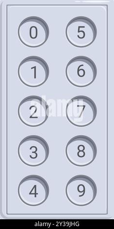 Elevator buttons panel showing floor numbers for navigation inside a building Stock Vector