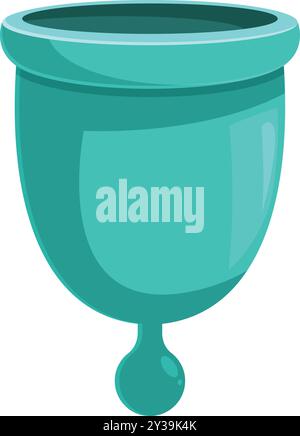 Turquoise menstrual cup made of medical silicone, promoting a modern and eco friendly approach to feminine hygiene Stock Vector