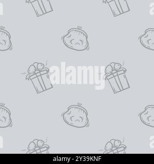 Seamless pattern with gift box, coin purse. Background associated with shopping, promotions, sales for gift paper, print Stock Vector