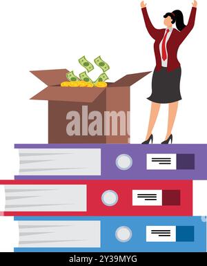 Improvement Businesswoman, Performance rating or customer feedback, credit score or satisfaction measurement, quality control or improvement concept, Stock Vector