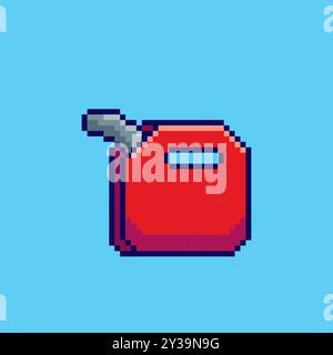 Pixel art Canister of gasoline game asset design Stock Vector