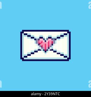 Pixel art love letter game asset design Stock Vector