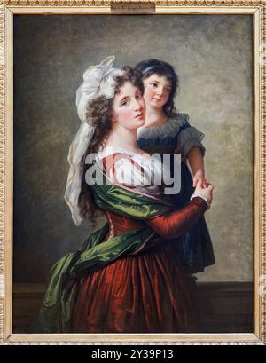 Portrait of Madame Rousseau, Wife of the Architect Pierre Rousseau, and her Daughter, 1789, Oil on panel, Élisabeth-Louise VIGÉE-LEBRUN, Paris, 1755 - Stock Photo