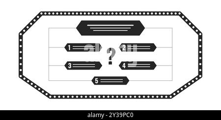 Quiz show display with question choices black and white 2D line object Stock Vector