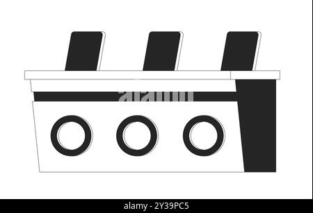 Judges panel table with vote signs and chairs black and white 2D line object Stock Vector