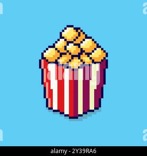 Pixel art popcorn game asset design Stock Vector