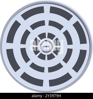 Round manhole cover made of metal is closing sewer hole in the ground Stock Vector