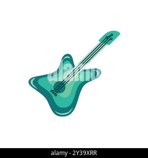 Stylized Electric Guitar Illustration, Modern and Minimalist Design, Isolated on White Background Stock Vector