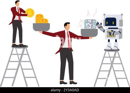 computer processor price, Microchip, Robot Stock Vector