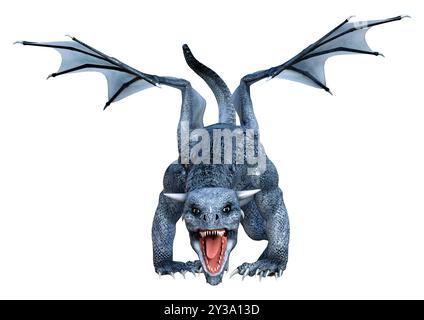 3D rendering of a fantasy dragon isolated on white background Stock ...