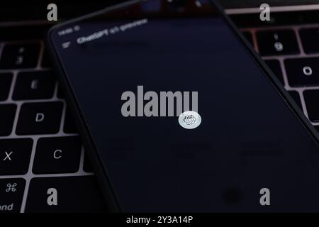 Kaunas, Lithuania - 2024 September 13: OpenAI ChatGPT chatbot app on smartphone screen Stock Photo