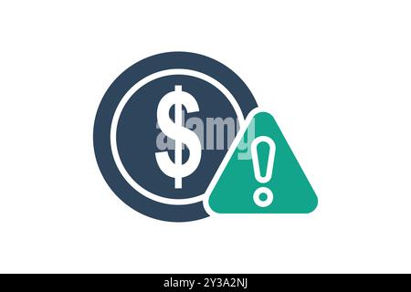 Crisis icon. solid icon style. dollar with alert. icon related to SWOT. business elements vector illustration Stock Vector