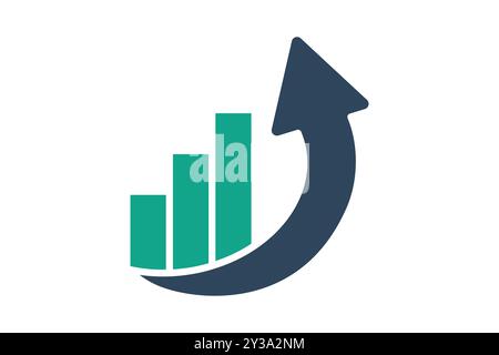 Trends icon. solid icon style. chart with up arrow. icon related to SWOT. business elements vector illustration Stock Vector
