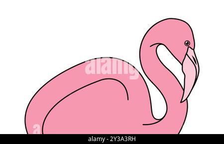 Stylized Pink Flamingo Illustration, Simple and Elegant Design, Isolated on White Background Stock Vector